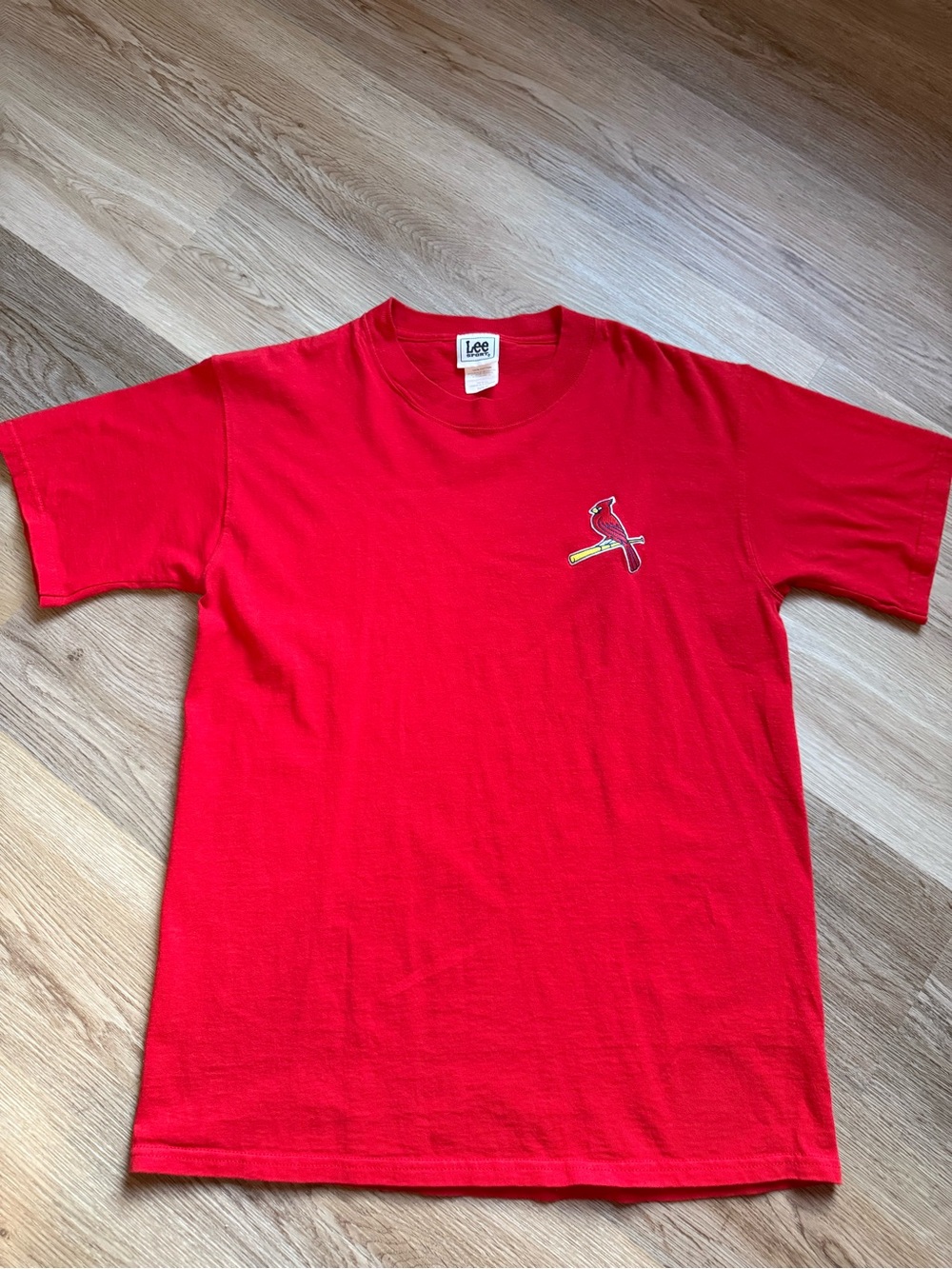 Lee Men’s Red Short-Sleeve Crewneck Tee with Embroidered Bird Logo